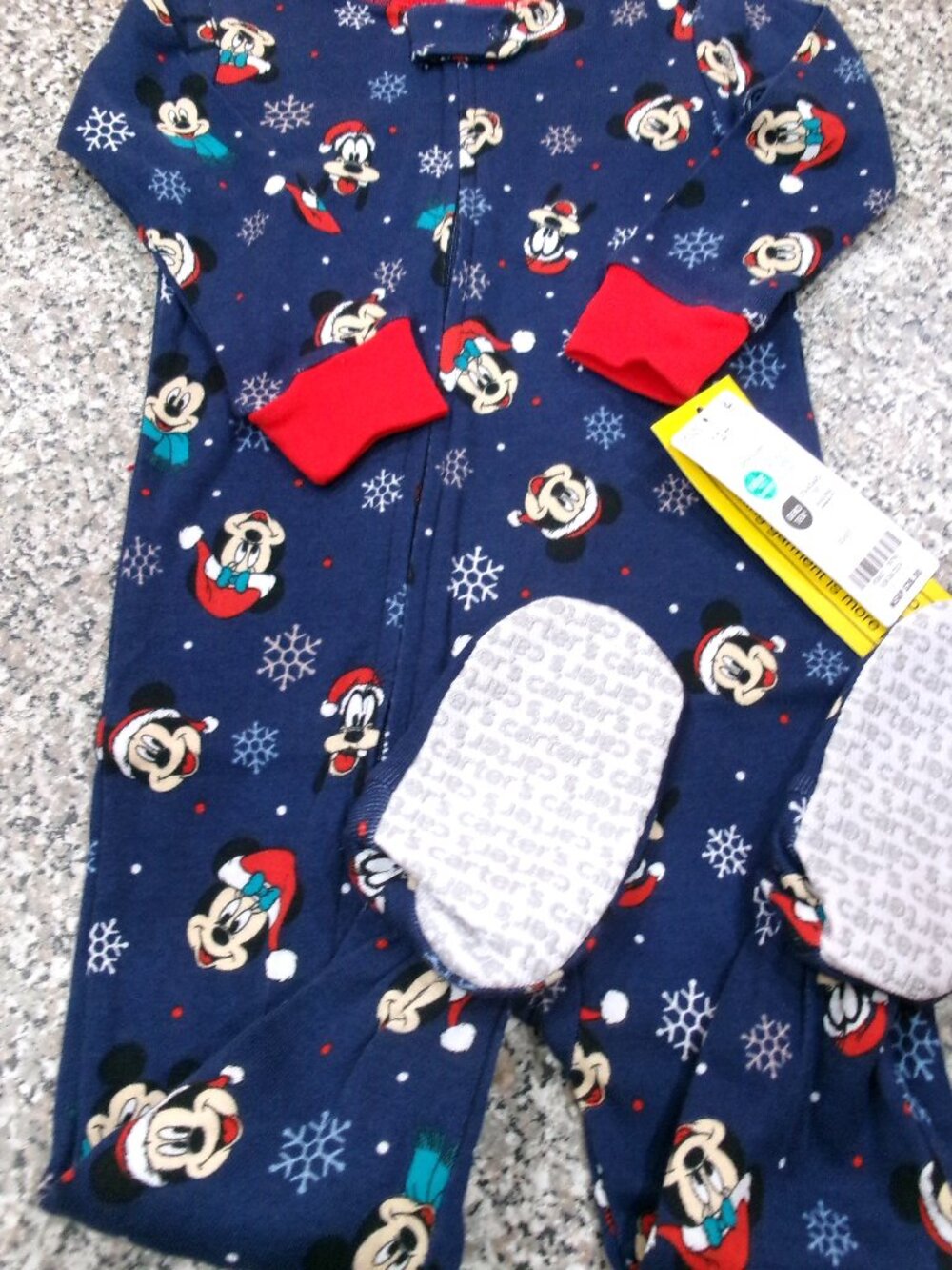 NWT $28.00 Carter's Blue Micky Mouse Christmas Footed Sleeper 12 Months